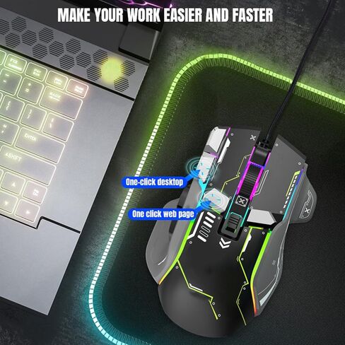 Cordless Bluetooth Mouse, 4000 DPI Wired Computer Mouse with RGB Light, 2.4G BT Silent Gaming Mouse with Receiver, for 7 8 10, for Android, for OS X, for iOS in Saudi Arabia
