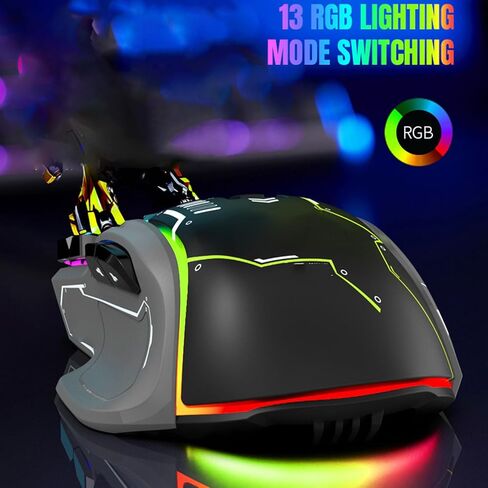 Cordless Bluetooth Mouse, 4000 DPI Wired Computer Mouse with RGB Light, 2.4G BT Silent Gaming Mouse with Receiver, for 7 8 10, for Android, for OS X, for iOS in Saudi Arabia