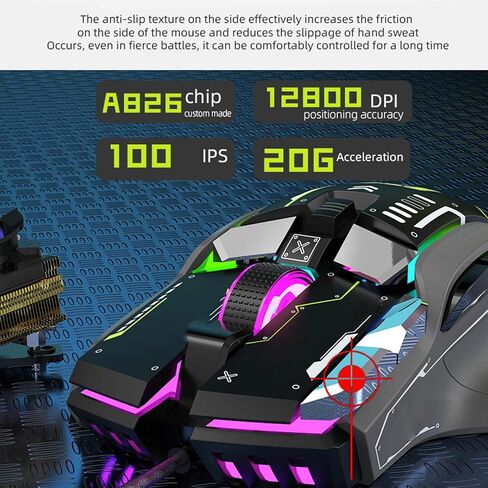 Zunate Gaming Mouse, 11 Buttons RGB Light 1200 1600 2000 2400 4000 DPI with Silent Design for 7 8 10, OS X in Saudi Arabia