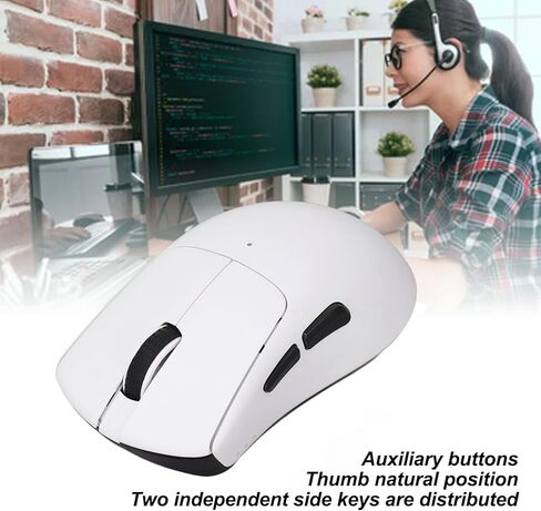 ماوس ألعاب زوناتي، دقة عالية DPI 800-26000، تسريع 50 جرام، بطارية ليثيوم، ماوس كمبيوتر سلكي 2.4 جيجا بايت أبيض in Kuwait