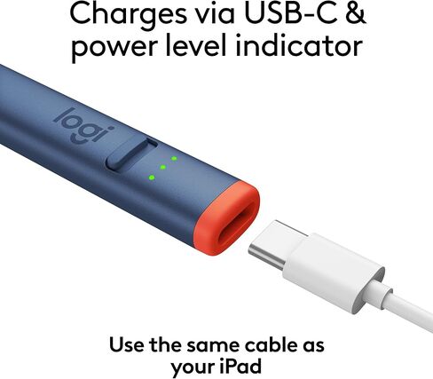 قلم Logitech Crayon الرقمي لجهاز iPad (طرازات iPad المزودة بمنافذ USB-C) يتميز بتقنية Apple Pencil، وتصميم مضاد للدوران، وطرف ذكي ديناميكي (متجدد) in Kuwait