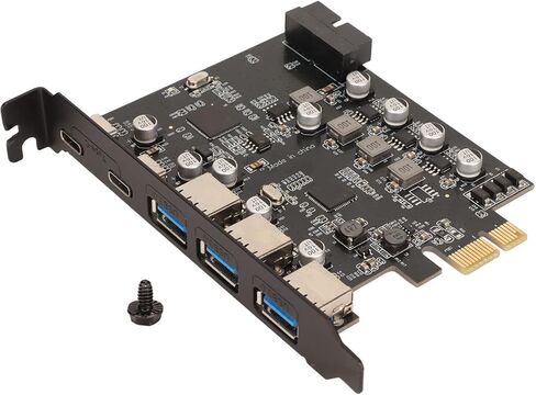 aqxreight PCIE to USB Expansion Card USB 3 0 5Gpbs 3USB A 2USB C 19Pin Interface Motherboard Card for for OS X for and Internal Pin to Add PCIE The 2 in Saudi Arabia