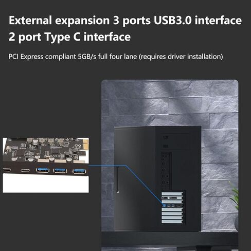 aqxreight PCIE to USB Expansion Card USB 3 0 5Gpbs 3USB A 2USB C 19Pin Interface Motherboard Card for for OS X for and Internal Pin to Add PCIE The 2 in Saudi Arabia