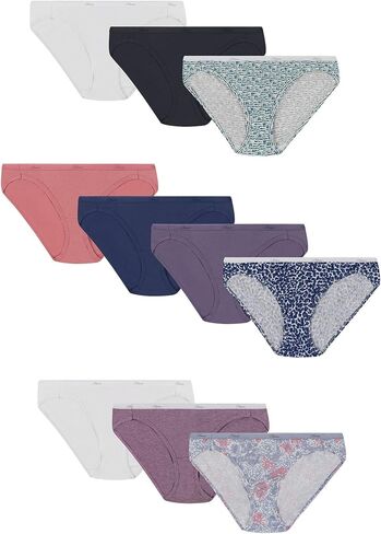 Hanes Women's High-Waisted Pack, Cotton Brief Underwear, 10-Pack (Colors May Vary), Solid/Print Mix, 8 in Kuwait