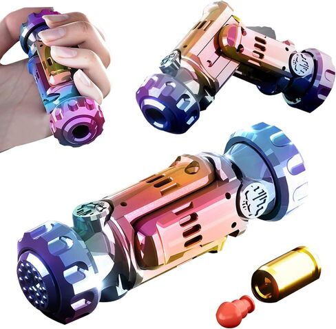 Fidget Spinner Toys for Adults, Metal Fidget Guns with Soft Bullet Shooting, Rotating Alloy Handheld Fidget, Foldable Hand Spinner to Relieve Stress, Anxiety, Office Desk Toys, Black in Saudi Arabia