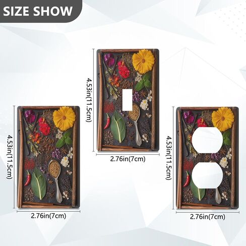 Pices Herbs Chili Duplex Receptacle Outlet Cover Wall Plate Switch Plates Size 1 Gang 2.9" X 4.6" Kids Decorative Nursery Teen Toddler Room Bedroom Bathroom Decor in Saudi Arabia