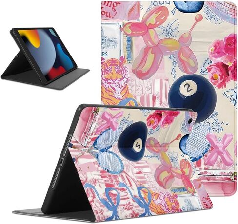 Cute Preppy Collage Tablet Case for iPad 9th/8th/7th Gen Case 2021/2020/2019 10.2 Inch,Girly Kawaii Preppy Aesthetic Cases PU Leather Adjustable Stand Protective Cover Funda for Women Girls in Saudi Arabia