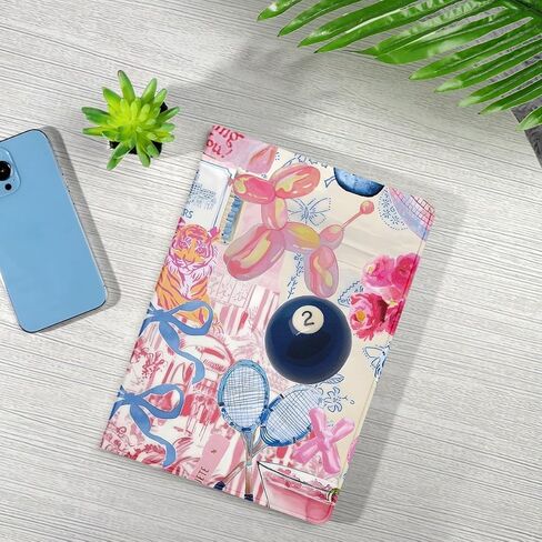 Cute Preppy Collage Tablet Case for iPad 9th/8th/7th Gen Case 2021/2020/2019 10.2 Inch,Girly Kawaii Preppy Aesthetic Cases PU Leather Adjustable Stand Protective Cover Funda for Women Girls in Saudi Arabia