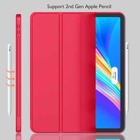 New iPad Pro 11 Inch Case 2022(4th Gen)/ 2021(3rd Gen) with Pencil Holder [Support iPad 2nd Pencil Charging/Pair],Trifold Stand Smart Case with Soft TPU Back,Auto Wake/Sleep(Red) in Saudi Arabia