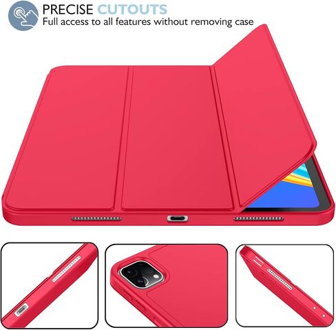 New iPad Pro 11 Inch Case 2022(4th Gen)/ 2021(3rd Gen) with Pencil Holder [Support iPad 2nd Pencil Charging/Pair],Trifold Stand Smart Case with Soft TPU Back,Auto Wake/Sleep(Red) in Saudi Arabia