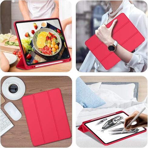New iPad Pro 11 Inch Case 2022(4th Gen)/ 2021(3rd Gen) with Pencil Holder [Support iPad 2nd Pencil Charging/Pair],Trifold Stand Smart Case with Soft TPU Back,Auto Wake/Sleep(Red) in Saudi Arabia