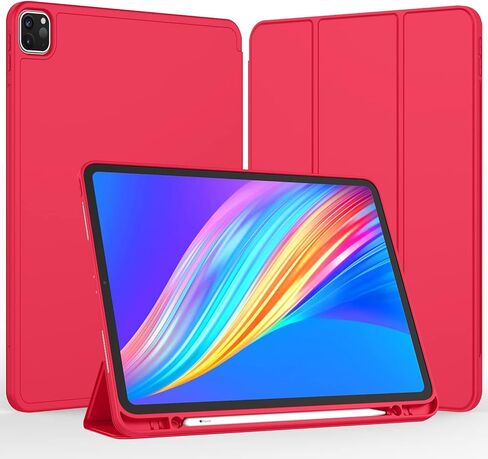 New iPad Pro 11 Inch Case 2022(4th Gen)/ 2021(3rd Gen) with Pencil Holder [Support iPad 2nd Pencil Charging/Pair],Trifold Stand Smart Case with Soft TPU Back,Auto Wake/Sleep(Red) in Saudi Arabia