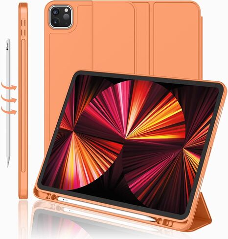 New iPad Pro 11 Inch Case 2022(4th Gen)/ 2021(3rd Gen) with Pencil Holder [Support iPad 2nd Pencil Charging/Pair],Trifold Stand Smart Case with Soft TPU Back,Auto Wake/Sleep(Red) in Saudi Arabia