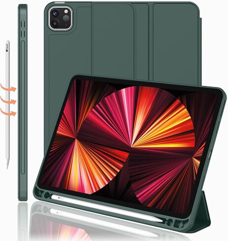 New iPad Pro 11 Inch Case 2022(4th Gen)/ 2021(3rd Gen) with Pencil Holder [Support iPad 2nd Pencil Charging/Pair],Trifold Stand Smart Case with Soft TPU Back,Auto Wake/Sleep(Red) in Saudi Arabia