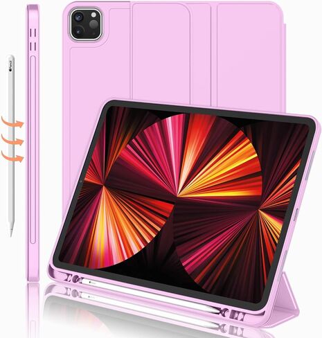 New iPad Pro 11 Inch Case 2022(4th Gen)/ 2021(3rd Gen) with Pencil Holder [Support iPad 2nd Pencil Charging/Pair],Trifold Stand Smart Case with Soft TPU Back,Auto Wake/Sleep(Red) in Saudi Arabia