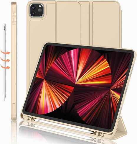 New iPad Pro 11 Inch Case 2022(4th Gen)/ 2021(3rd Gen) with Pencil Holder [Support iPad 2nd Pencil Charging/Pair],Trifold Stand Smart Case with Soft TPU Back,Auto Wake/Sleep(Red) in Saudi Arabia