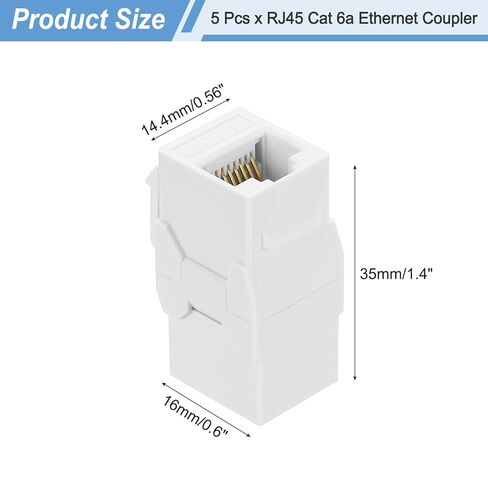 MECCANIXITY 5 Pack Cat 6A Ethernet Coupler, RJ45 Cat6A Coupler Jacks Female to Female Ethernet Adapter, White in Saudi Arabia