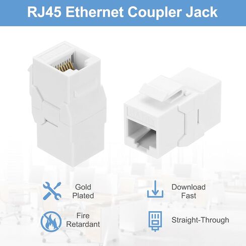 MECCANIXITY 5 Pack Cat 6A Ethernet Coupler, RJ45 Cat6A Coupler Jacks Female to Female Ethernet Adapter, White in Saudi Arabia