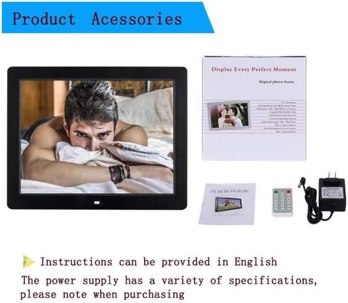 إطار صور رقمي للصور مقاس 15 بوصة إطارات صور رقمية عالية الدقة 16:9 شاشة LED عريضة مع فتحات بطاقة USB/Sd وصورة رقمية للتحكم عن بعد، أبيض in Kuwait