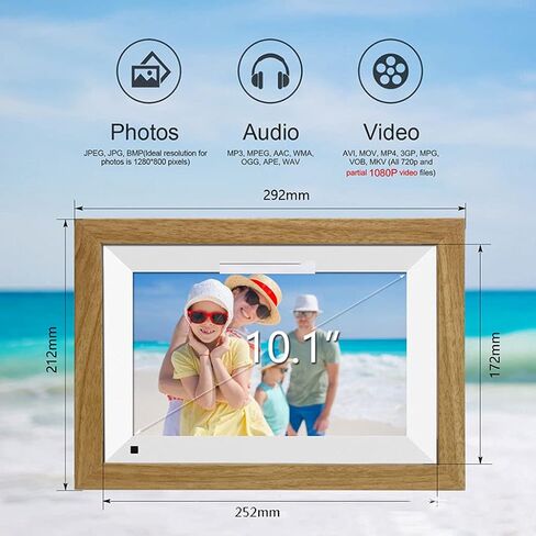 10.1 Inch Smart Digital Picture Frame, with LCD Touch Screen,Motion Detection, Share Moments Via Email, App, Support Tf Card, Video and Music,800X1280 Resolution in Saudi Arabia