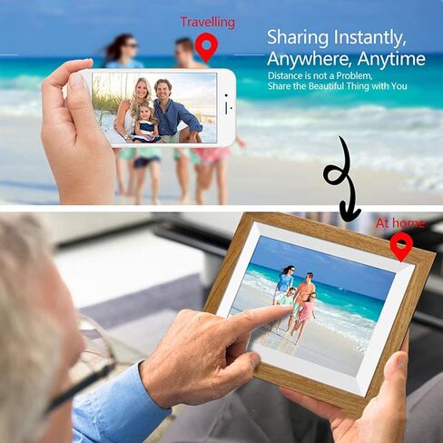 10.1 Inch Smart Digital Picture Frame, with LCD Touch Screen,Motion Detection, Share Moments Via Email, App, Support Tf Card, Video and Music,800X1280 Resolution in Saudi Arabia