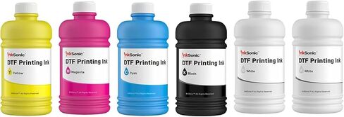 inksonic DTF Ink 3000ml ＆ مستلزمات مجموعة المسحوق ، حبر النقل المباشر إلى الأفلام للطباعة النقل للحرارة في فيلم الحيوانات الأليفة ، حبر إعادة الملء لطابعات DTF المحترفة L1800 R1390 L805 L800 DX7 XP600 I3200 in Kuwait