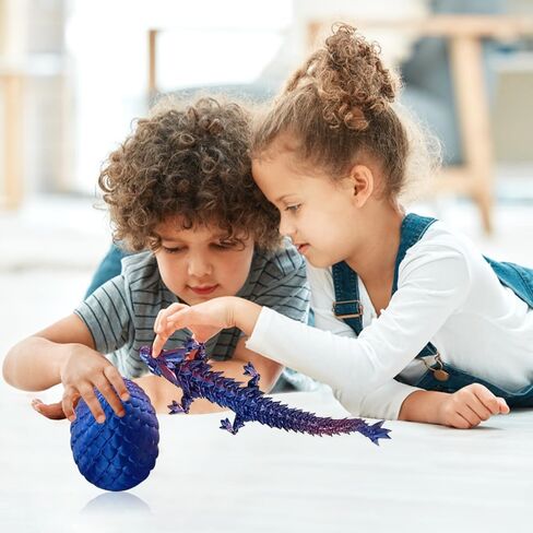 3D Printed Dragon Egg, Easter Mystery Crystal Dragon Egg Fidget Toys Surprise, Mythical Dragon Eggs with Dragon Inside, Easter Basket Stuffers Filled Easter Eggs Toy for Kids (Rainbow, Large) in Kuwait