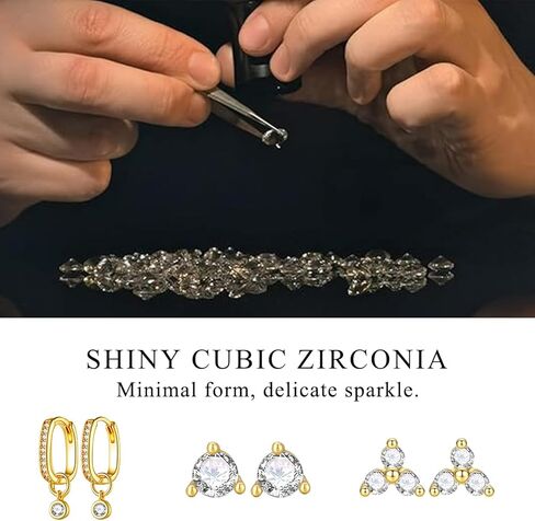 Turandoss 4 Pairs Hypoallergenic Earrings for Women Trendy, 14K Gold Plated Stud & Hoop Cartilage Earrings Set Small Earring Stacks for Sensitive Ears Hoop Earrings for Women in Saudi Arabia