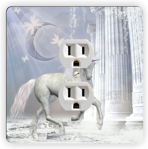 White Elegent Unicorn Greek Columns - Outlet Plate Cover - Outlet Cover Switch Plate - Outlet Cover Cover in Saudi Arabia
