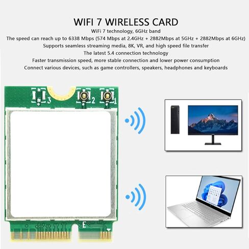 مجموعة شرائح Zopsc RTL8922AE، بطاقة WiFi بسرعة 6338 ميجا بت في الثانية M.2 لـ 10/11، OFDMA + MU MIMO، دعم NAS، الألعاب، فيديو 8K، تشفير WPA4، BT5.4، 10 بت in Kuwait