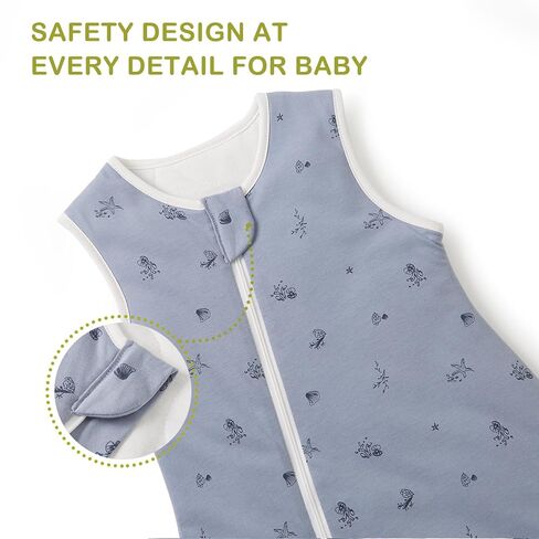 Super Soft 1.5 TOG Sleep Sack with Legs, 100% Organic Cotton Warm Comfy All Season Toddler Sleep Sack with Feet, Ocean, Size M in Saudi Arabia