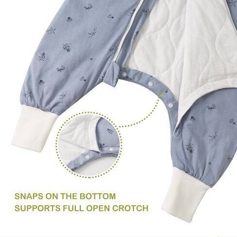 Super Soft 1.5 TOG Sleep Sack with Legs, 100% Organic Cotton Warm Comfy All Season Toddler Sleep Sack with Feet, Ocean, Size M in Saudi Arabia