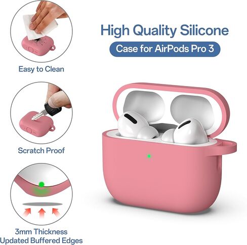 Meliya for AirPods Pro 3 Case 2025 with Lanyard & Keychain, Soft Silicone Protective Case for Apple AirPods Pro 3rd Generation, Full Protection, Support Wireless Charging, Sand Pink in Saudi Arabia