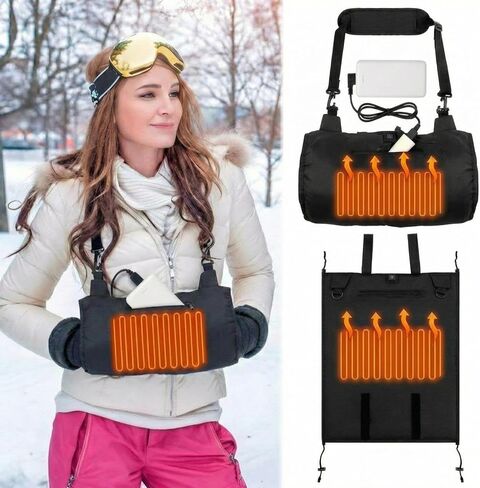 Tuanse Electric Heated Hand Warmer Pouch with Adjustable Strap (No Build in Battery), Portable USB Heated Hand Muff for Football, 3 Levels Heating for Men Women Cold Weather Hunting Camping Winter in Saudi Arabia