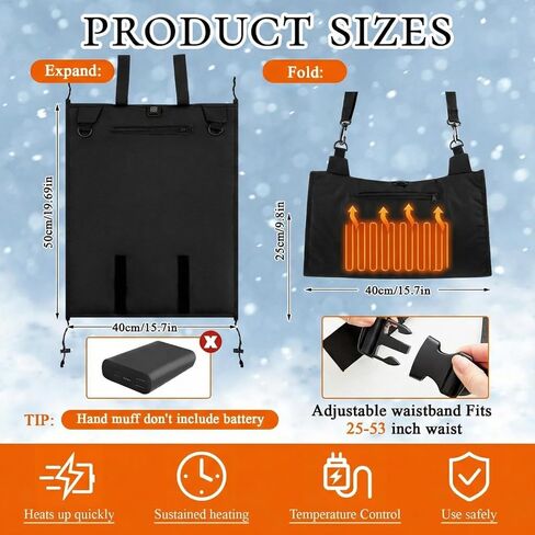 Tuanse Electric Heated Hand Warmer Pouch with Adjustable Strap (No Build in Battery), Portable USB Heated Hand Muff for Football, 3 Levels Heating for Men Women Cold Weather Hunting Camping Winter in Saudi Arabia