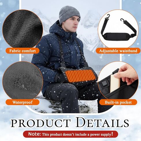 Tuanse Electric Heated Hand Warmer Pouch with Adjustable Strap (No Build in Battery), Portable USB Heated Hand Muff for Football, 3 Levels Heating for Men Women Cold Weather Hunting Camping Winter in Saudi Arabia