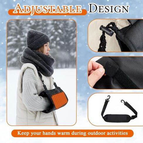 Tuanse Electric Heated Hand Warmer Pouch with Adjustable Strap (No Build in Battery), Portable USB Heated Hand Muff for Football, 3 Levels Heating for Men Women Cold Weather Hunting Camping Winter in Saudi Arabia