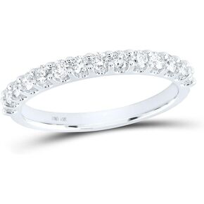 Jewels By Lux 14K White Gold Womens Round Diamond Wedding Single Row Band 1/6 Cttw, Womens Size: 5-10