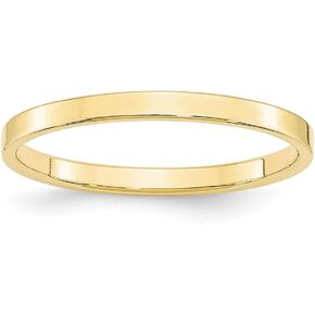 Solid 10k Yellow Gold 2mm Flat Wedding Band