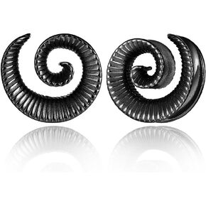 LADEMAYH سدادات سرج مقاييس الأذن للنساء، أسود 00 مقياس حلزوني للأذنين، الفولاذ المقاوم للصدأ 316L مقاييس أنفاق الأذن للرجال أقراط قياس تمدد الأذن in Kuwait
