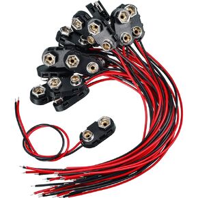 120 Pack 9v Battery Clip Connector Bulk Long Cable Connection Hard Shell Black Red Connector