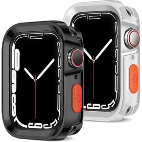[2 Pack] Rugged Case Compatible with Apple Watch Case 41mm 40mm, Durable Soft TPU Shockproof Protective Bumper Cover Compatible with iWatch Series 9/8/7/6/SE/5/4 (Plating Black/Clear)