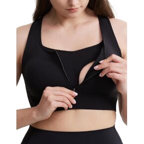 POSHDIVAH Women's Nursing Bras for Breastfeeding Maternity Sports Front Zip Bra Workout Padded Tank Top