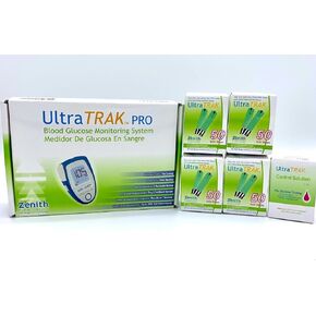Ultra Trak Pro 200Ct Glucose Diabetic Test Strips with Free Meter and Solution Bundle