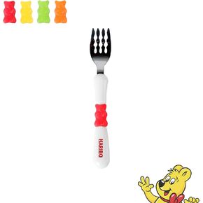 HARIBO Goldbear Spoon and Fork Set - Kids & Toddlers Plastic Flatware with HARIBO Goldbear Figure Handle, Kids Eating Utensils for 4 years + Child, BPA Free Silverware for Kids (Yellow)