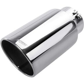 Upower Diesel Exhaust Tip 5" Inlet 7" Outlet 15" Long Stainless Steel Polished Bolt-On Tail Pipe 5" to 7" Universal for Trucks Car