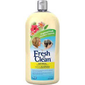 Pet-Ag Fresh ’n Clean Oatmeal ’n Baking Soda Shampoo - Tropical Fresh Scent - 32 oz - Nurtures Dry, Itchy & Sensitive Skin with Vitamin E & Aloe - Strengthens & Repairs Coats - Soap Free