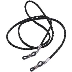 GANPUB Black Braided Leather Glasses Chain Holders Anti-Slip Sunglasses Strap/Eyeglass Cord/Spectacles Neck String/Eyewear Lanyard Retainer For Men And Women Eyeglass Chains (70cm)