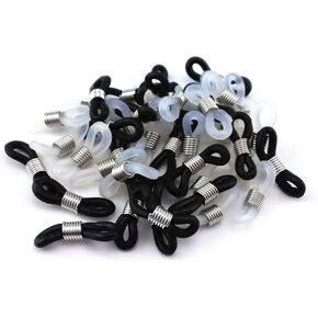 Honbay 40pcs Black and Clear Anti-slip Rubber Ends Retainer Connector Holder for Eyeglass Chain Necklace Chain