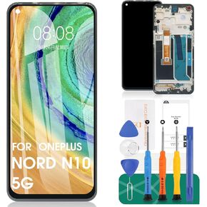 for Oneplus Nord N10 5G LCD Screen for Oneplus Nord N10 5G Screen Replacement for Oneplus Nord N10 5G LCD Display Touch Screen Digitizer Assembly Repair Kits with Frame Black (Negro)